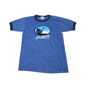 Port Orleans Disney World Velvet Fishing Mickey Mouse Blue Tee Shirt Ladies Sz M